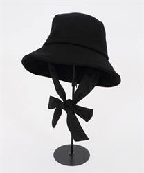 Bucket hat with ribbon(Black-M)