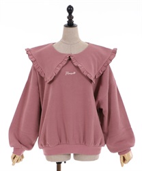 Frill big collar pullover(Pink-Free)