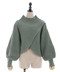 Kashukuru style knit Pullover(Green-F)