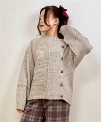 Consecutive button melange knit(Brown-F)
