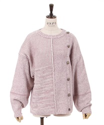 Consecutive button melange knit(Pink-F)