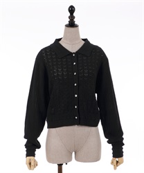 Bijum button with collar knit Cardigan(Black-F)