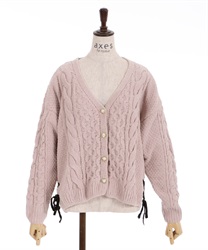 Side lace-up knit cardigan(Pink-Free)