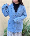 Tweed style long cardde(Blue-F)