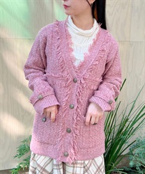 Tweed style long cardde(Pink-F)
