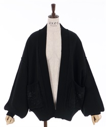 Knit cardigan with pocket(Black-F)