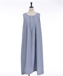 Hemp tuck A line Dress(Saxe blue-F)
