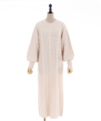 Long cable knit dress(Ecru-Free)