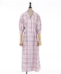 Check pattern shirt dress(Pink-F)