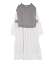 【Time Sale】Layered knit vest dress(Lavender-Free)