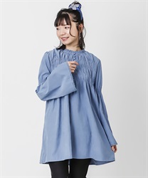 Snede shirring blouse(Blue-Free)