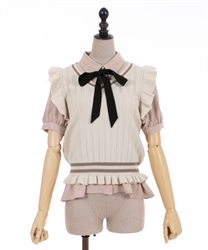 Knit vest blouse(Ecru-F)