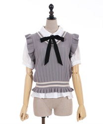Knit vest blouse(Lavender-F)