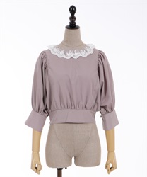 Cotton touch volume sleeve Blouse(Pink-F)