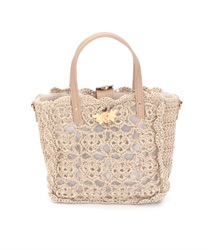 Crochet style 2WAY mini Bag(Beige-F)