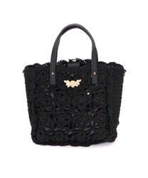 Crochet style 2WAY mini Bag(Black-F)