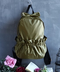 Nylon gather backpack(Khaki-M)