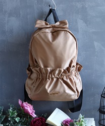 Nylon gather backpack(Beige-M)
