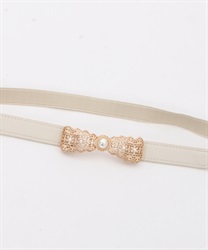 Lace -style ribbon thin rubber Belt(Gold-F)