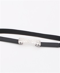 Lace -style ribbon thin rubber Belt(Silver-F)