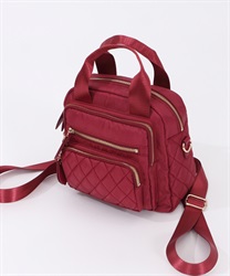 Quilting nylon backpack(Wine-F)