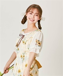 Sunflower embroidery frill cut Pullover