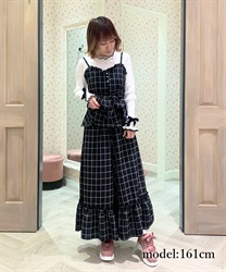 Check frilled wide pant