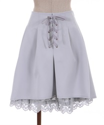 Lace -up design mini Skirt(Lavender-F)
