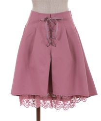 Lace -up design mini Skirt(Pink-F)