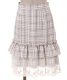Hem lace frill mini Skirt(Beige-M)