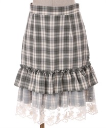 Hem lace frill mini Skirt(Grey-M)