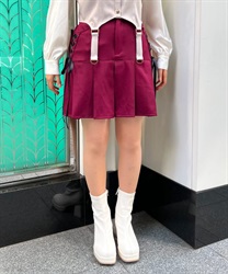 Side lace -up mini Skirt(Wine-F)