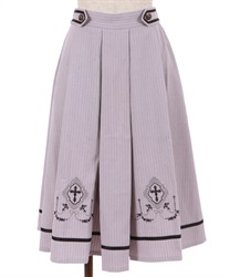 Cross embroidery Tuck Skirt(Pink-F)