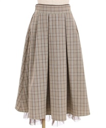 Check pattern bustle -style Skirt(Brown-F)