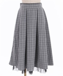 Check pattern bustle -style Skirt(Black-F)