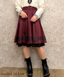Military -style mini Skirt(Wine-F)