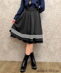 Military -style mini Skirt(Black-F)