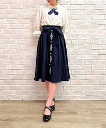 Frame rose embroidery Skirt(Navy-F)