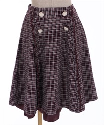 Tweed style check pattern skirt(Wine-Free)