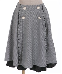 Tweed style check pattern skirt(Black-Free)