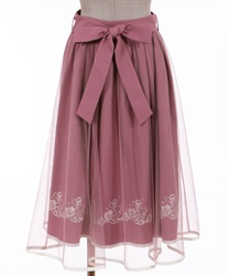 Marine Hem embroidery Skirt(Pink-F)
