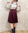 Pleated Skirt with suspender(Wine-F)