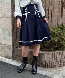 Lace -up high waist Skirt(Navy-F)