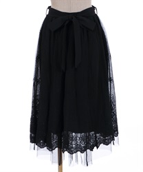 Scallop embroidery skirt(Black-F)