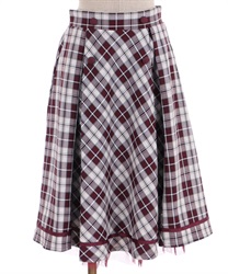 Check -tuck design Skirt(Wine-F)