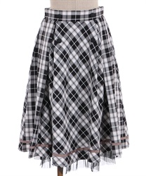 Check -tuck design Skirt(Black-F)