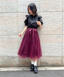 Lace with ribbon x tulle Skirt