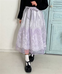 Back frilled tulle Skirt(Lavender-F)