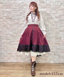 Rose embroidery bicolor Skirt(Wine-F)