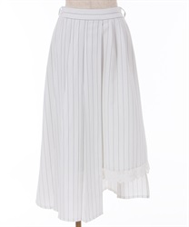 Striped Ashim Pleats Skirt(White-F)